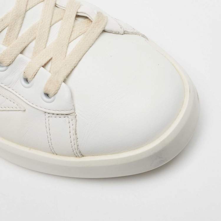 Pre Owned Golden Goose White Leather Purestar Sneakers Size 42