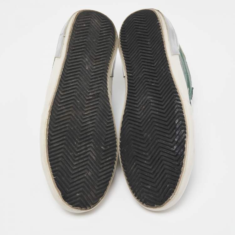 Pre Owned Golden Goose Green/White Leather Superstar Sneakers Size 44