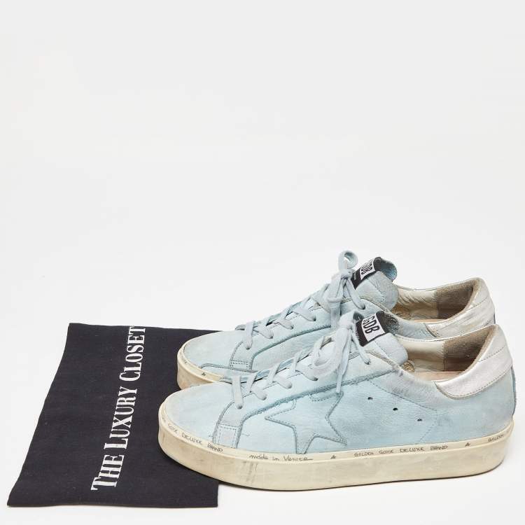 Pre Owned Golden Goose Blue Nubuck Leather Superstar Sneakers Size 40