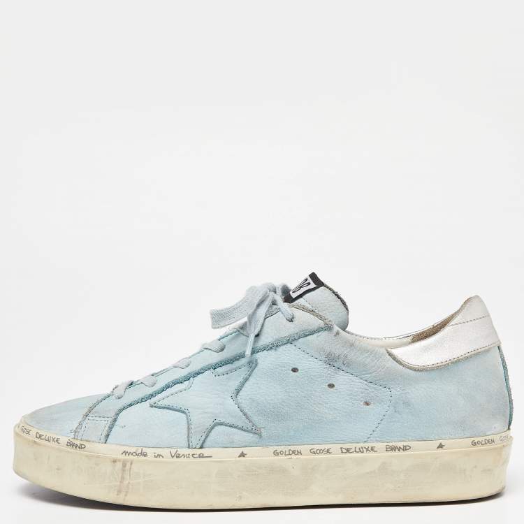 Pre Owned Golden Goose Blue Nubuck Leather Superstar Sneakers Size 40