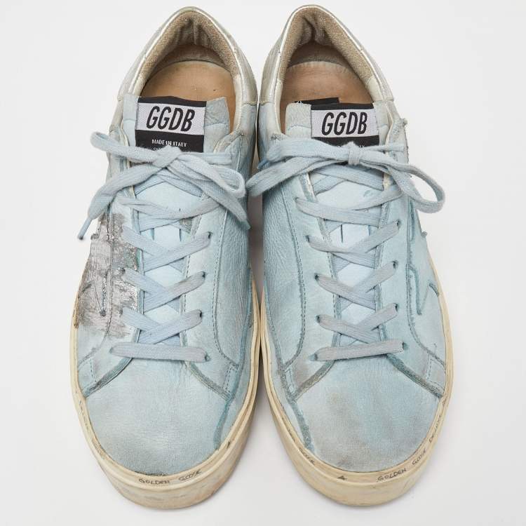 Pre Owned Golden Goose Blue Nubuck Leather Superstar Sneakers Size 40