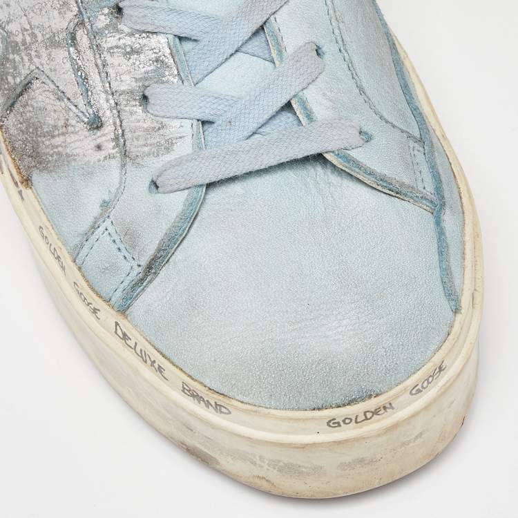 Pre Owned Golden Goose Blue Nubuck Leather Superstar Sneakers Size 40