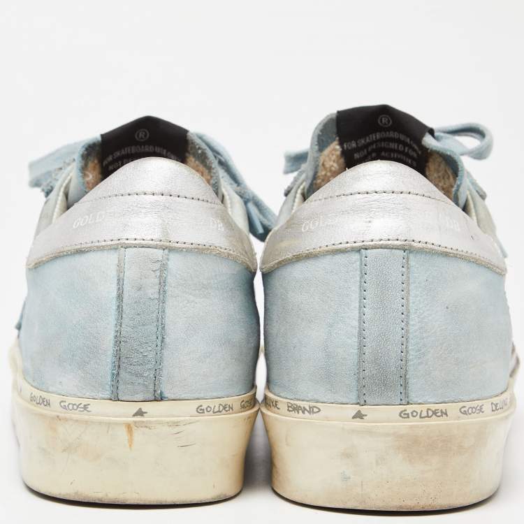 Pre Owned Golden Goose Blue Nubuck Leather Superstar Sneakers Size 40