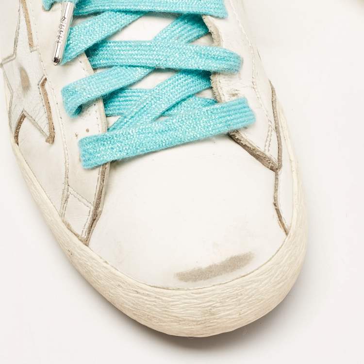 Pre Owned Golden Goose White Leather and Calf Hair Superstar Sneakers Size 41