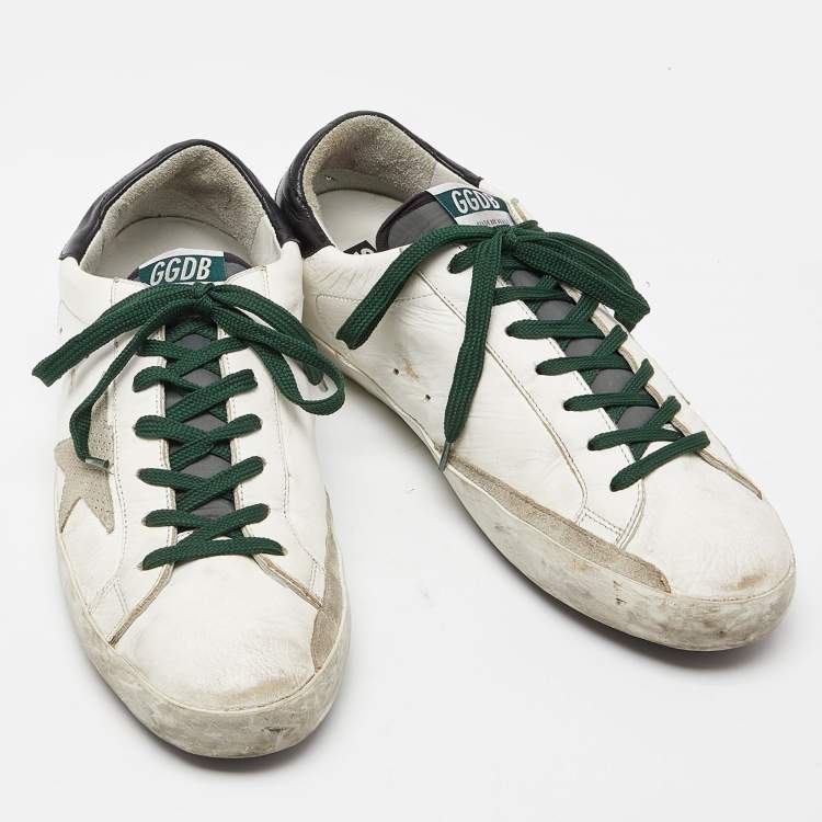Pre Owned Golden Goose White Leather And Grey Suede Hi Star Sneakers Size 43