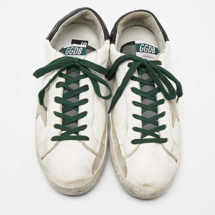 Pre Owned Golden Goose White Leather And Grey Suede Hi Star Sneakers Size 43