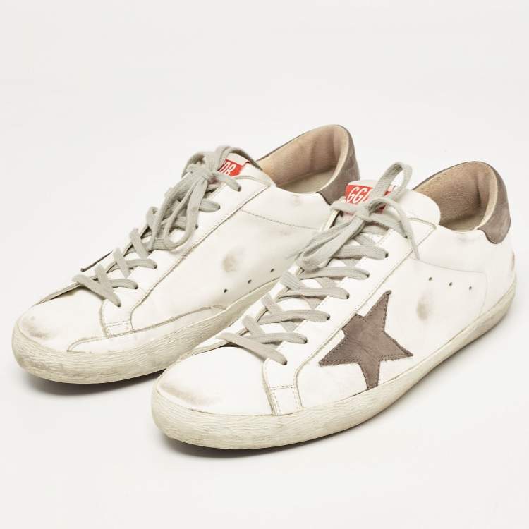 Pre Owned Golden Goose White/Grey Leather Superstar Sneakers Size 44