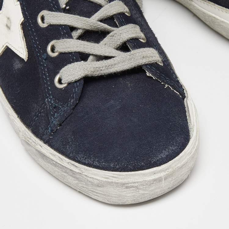 Pre Owned Golden Goose Blue Suede Star Francy High Top Sneakers Size 39