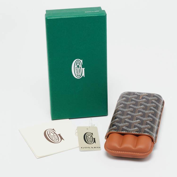 Pre Owned Goyard Brown Goyardine Coated Canvas and Leather Churchill 3 Cigar Case