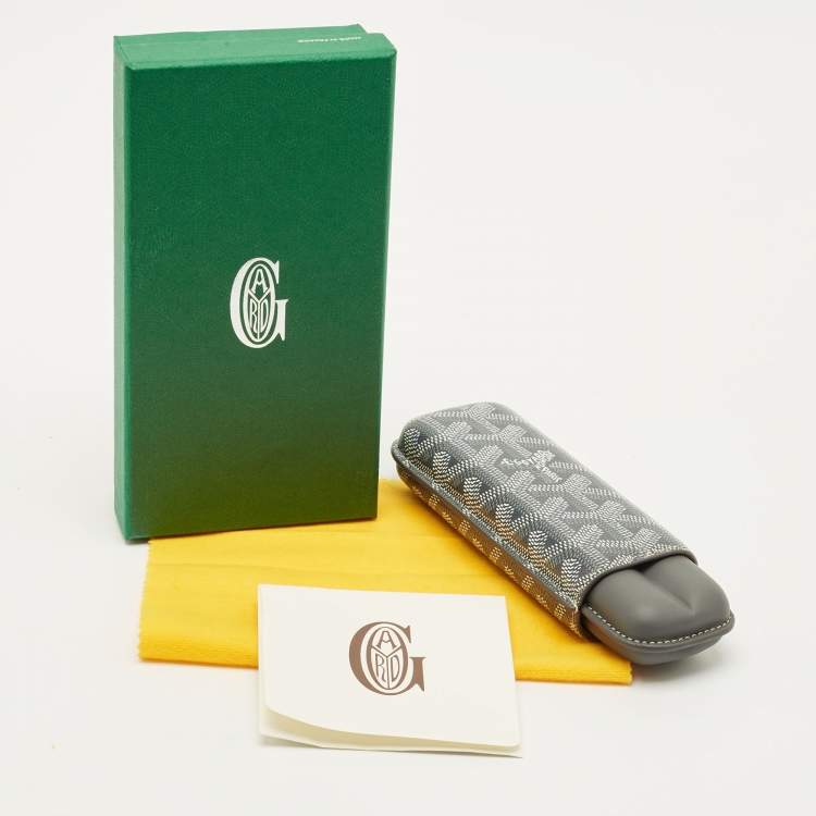 مملوكة مسبقًا Goyard Churchill 2 Cigar Case Grey Goyardine Coated Canvas and Leather