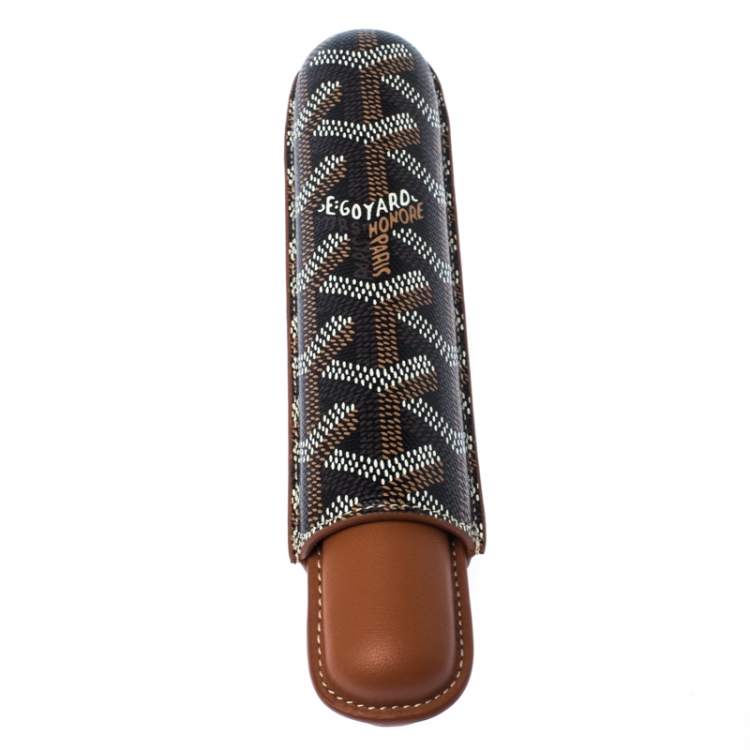 Pre Owned Goyard Brown Goyardine Coated Cigarrete Churchill Case
