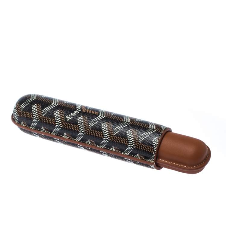 Pre Owned Goyard Brown Goyardine Coated Cigarrete Churchill Case