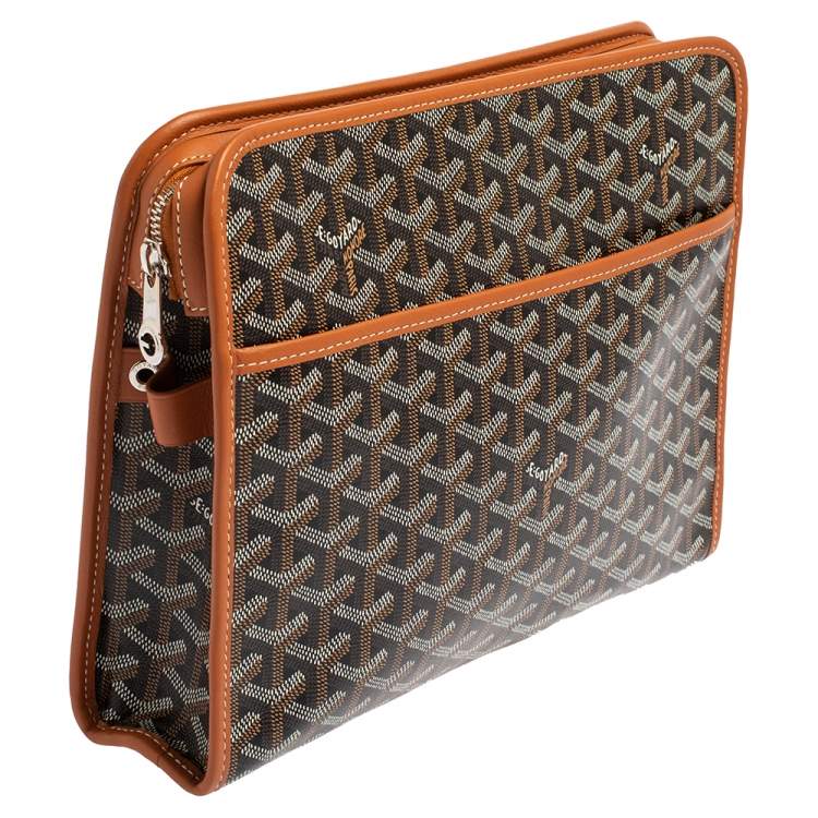 Pre Owned Goyard Black Goyardine Coated Canvas Jouvence GM Toiletry Pouch