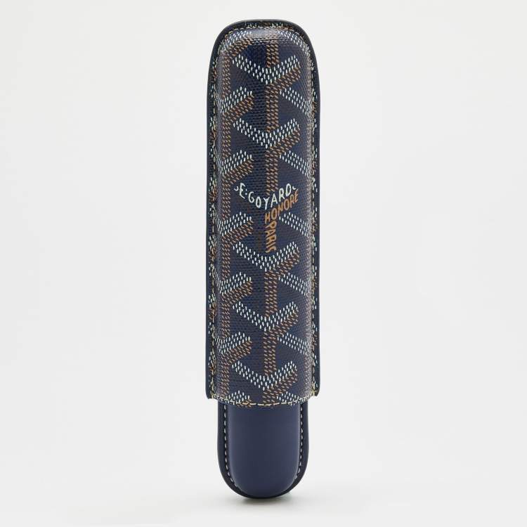 Pre Owned Goyard Navy Blue Goyardine Coated Cigarette Churchill Case