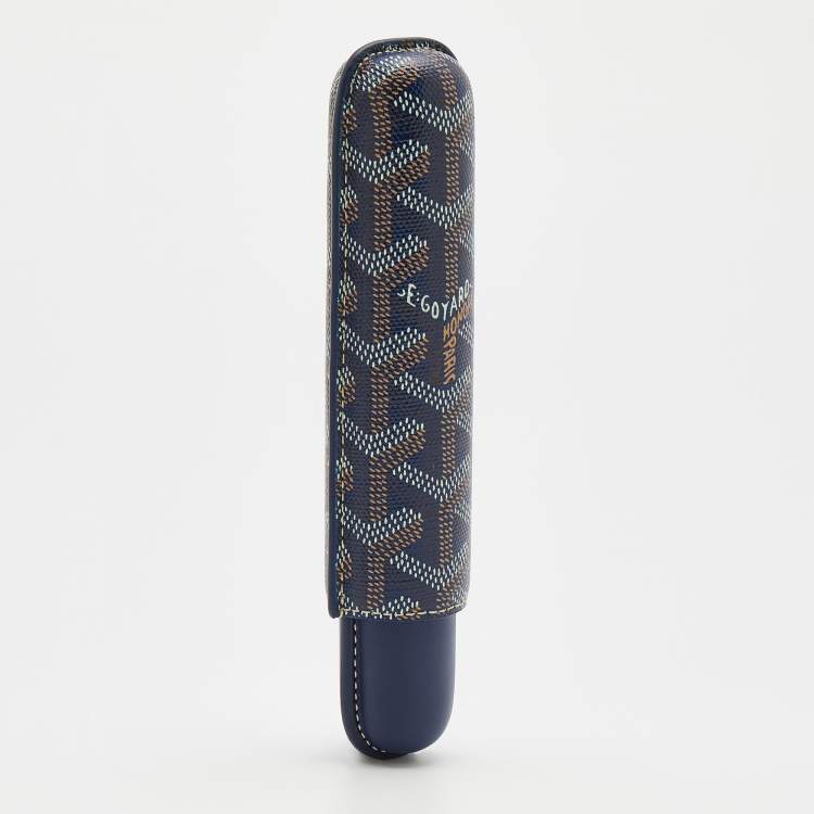 Pre Owned Goyard Navy Blue Goyardine Coated Cigarette Churchill Case