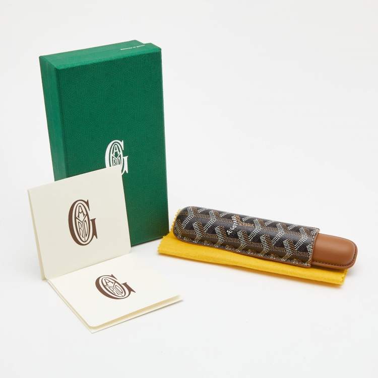 Pre Owned Goyard Brown Goyardine Coated Cigarrete Churchill Case