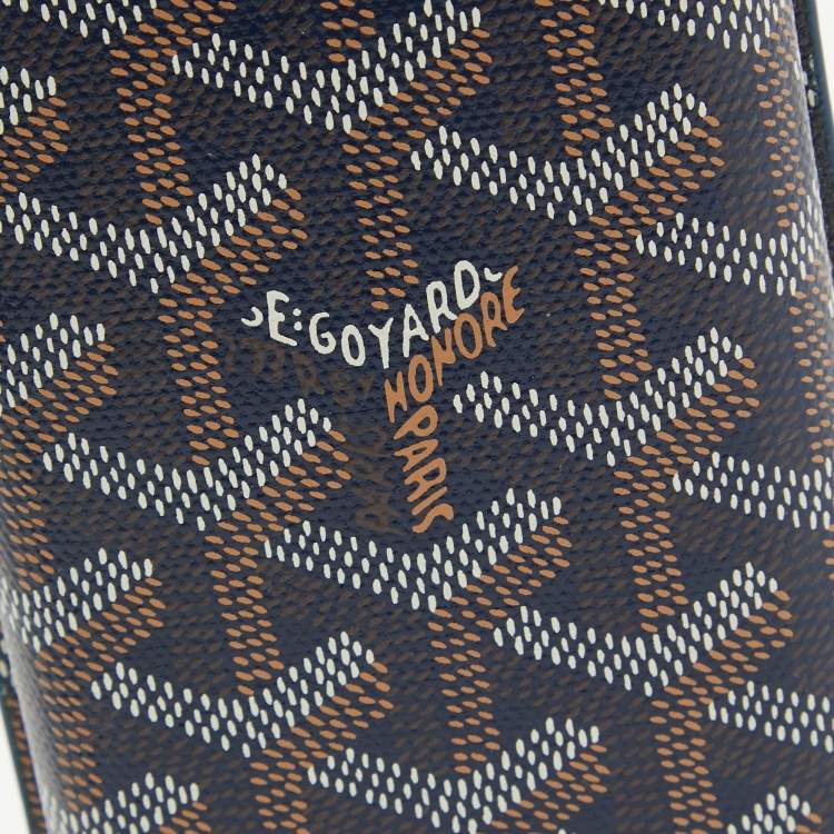 Pre Owned Goyard Navy Blue Goyardine Coated Canvas and Leather Churchill 3 Cigar Case