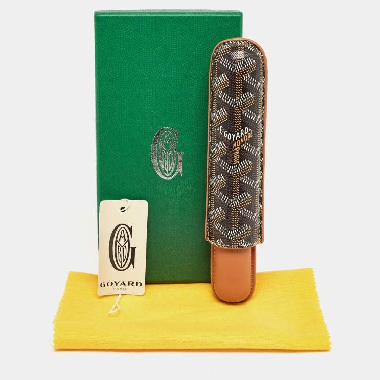 Pre Owned Goyard Brown Goyardine Coated Canvas and Leather Churchill Cigar Case