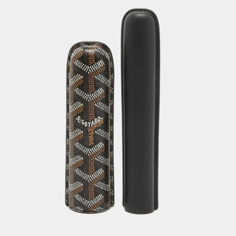 Pre Owned Goyard Black Goyardine Coated Canvas and Leather Churchill Cigar Case