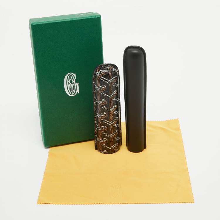 Pre Owned Goyard Black Goyardine Coated Canvas and Leather Churchill Cigar Case