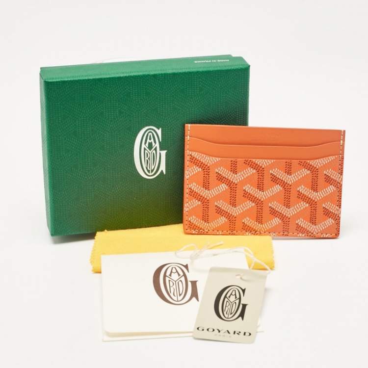 Pre Owned Goyard Orange Goyardine Coated Canvas and Leather Saint Sulpice Card Holder