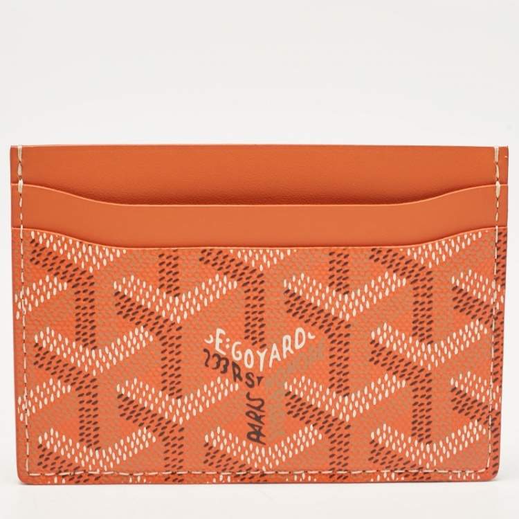 Pre Owned Goyard Orange Goyardine Coated Canvas and Leather Saint Sulpice Card Holder