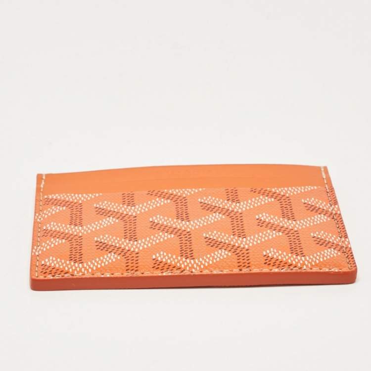 Pre Owned Goyard Orange Goyardine Coated Canvas and Leather Saint Sulpice Card Holder