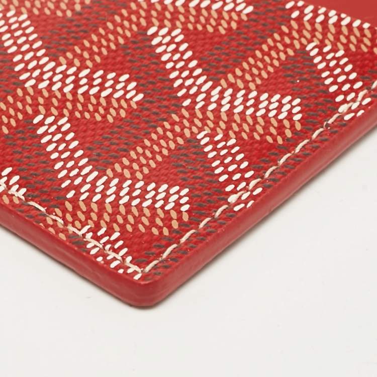 Pre Owned Goyard Red Goyardine Coated Canvas and Leather Saint Sulpice Card Holder