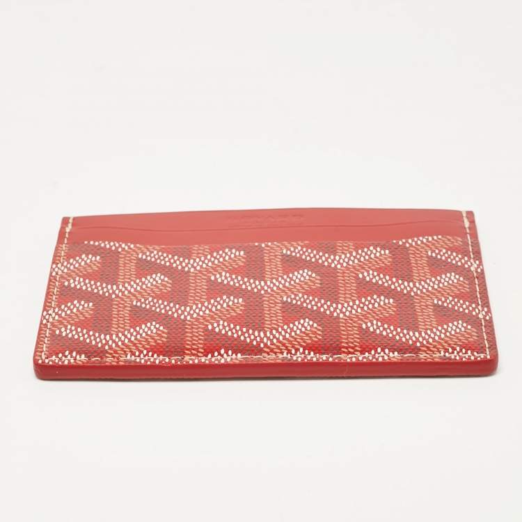 Pre Owned Goyard Red Goyardine Coated Canvas and Leather Saint Sulpice Card Holder