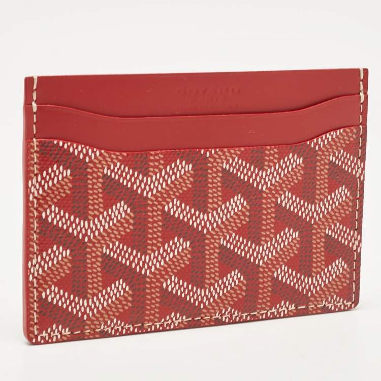 Pre Owned Goyard Red Goyardine Coated Canvas and Leather Saint Sulpice Card Holder