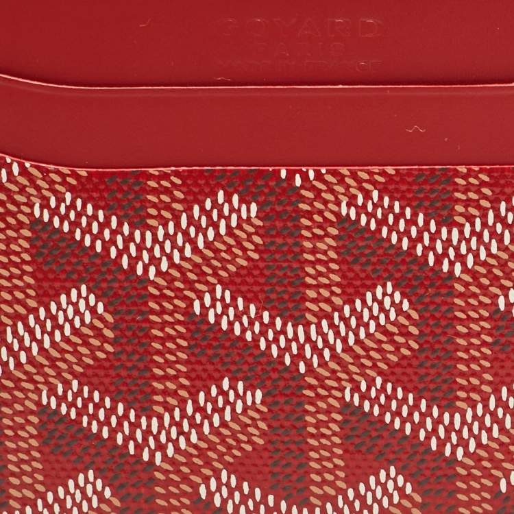 Pre Owned Goyard Red Goyardine Coated Canvas and Leather Saint Sulpice Card Holder