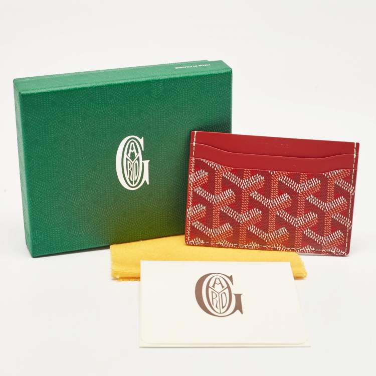 Pre Owned Goyard Red Goyardine Coated Canvas and Leather Saint Sulpice Card Holder