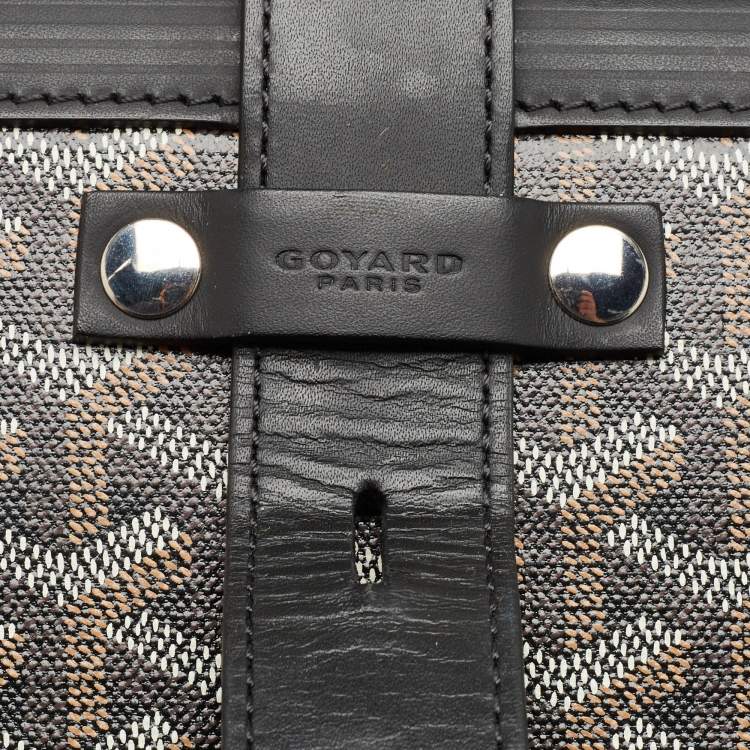 Pre Owned Goyard Black Goyardine Canvas and Leather Bourget PM Trolley