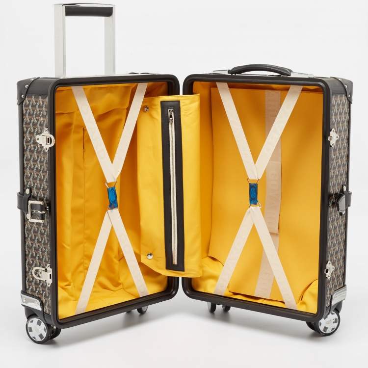 Pre Owned Goyard Black Goyardine Canvas and Leather Bourget PM Trolley