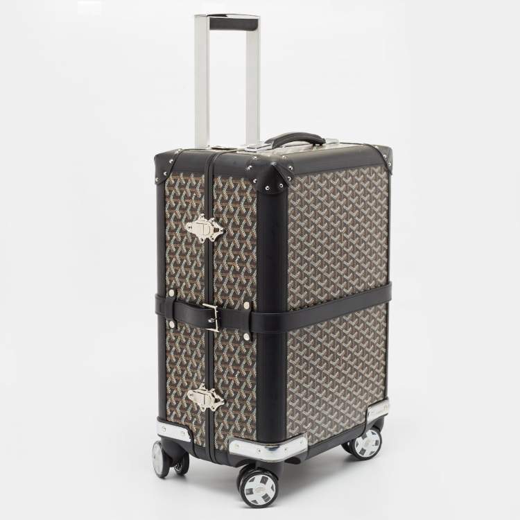Pre Owned Goyard Black Goyardine Canvas and Leather Bourget PM Trolley