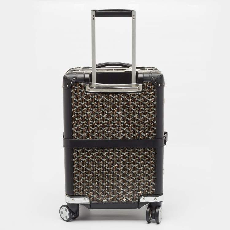 Pre Owned Goyard Black Goyardine Canvas and Leather Bourget PM Trolley