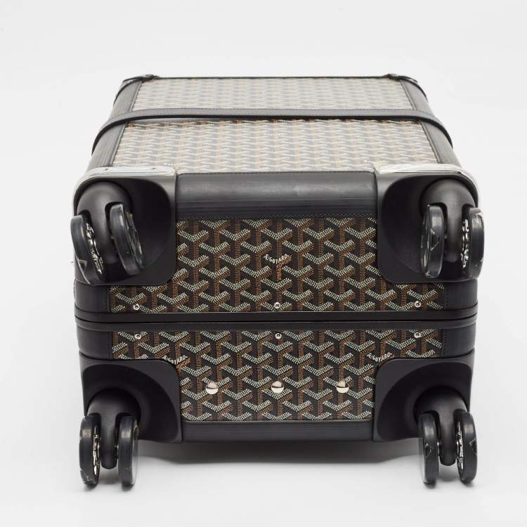 Pre Owned Goyard Black Goyardine Canvas and Leather Bourget PM Trolley