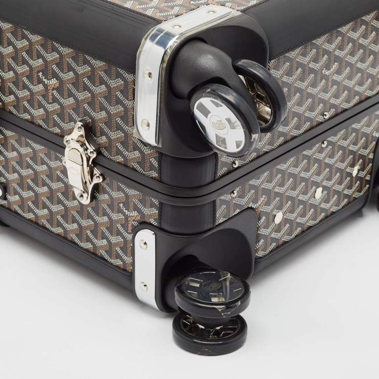 Pre Owned Goyard Black Goyardine Canvas and Leather Bourget PM Trolley