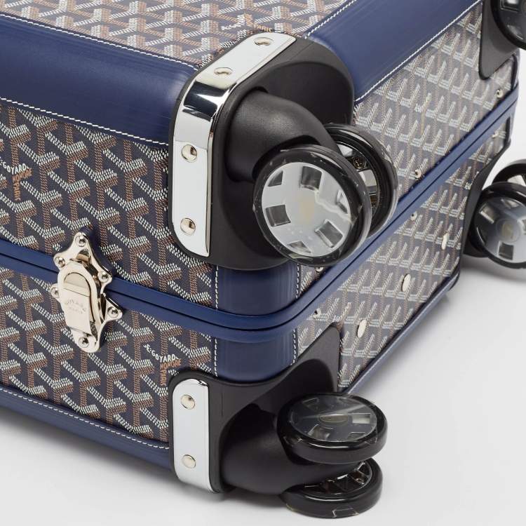 Pre Owned Goyard Blue Goyardine Coated Canvas Bourget PM Trolley Case