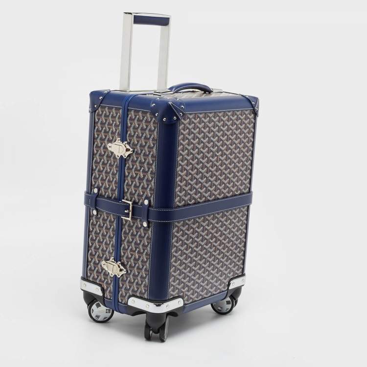 Pre Owned Goyard Blue Goyardine Coated Canvas Bourget PM Trolley Case