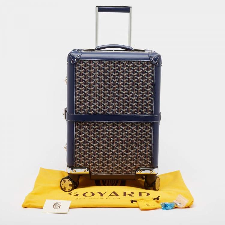 Pre Owned Goyard Blue Goyardine Coated Canvas Bourget PM Trolley Case