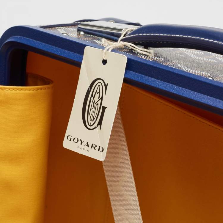 Pre Owned Goyard Blue Goyardine Coated Canvas Bourget PM Trolley Case