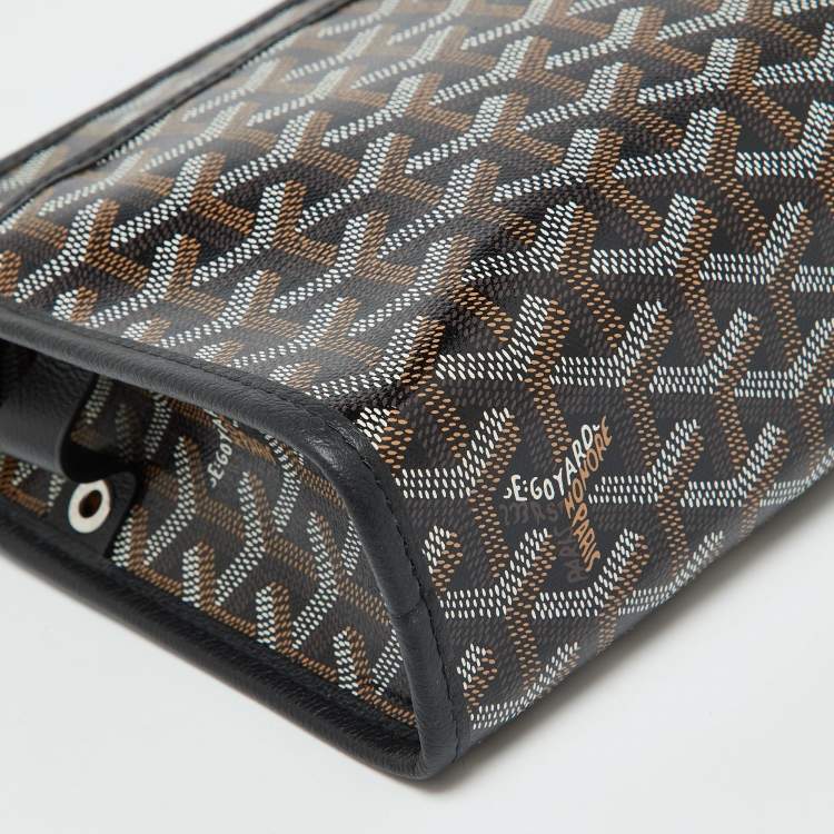 Pre Owned Goyard Black Goyardine Coated Canvas Jouvence MM Toiletry Pouch