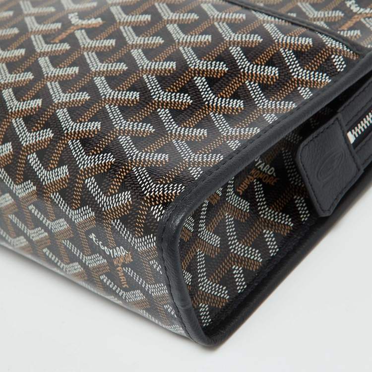 Pre Owned Goyard Black Goyardine Coated Canvas Jouvence MM Toiletry Pouch