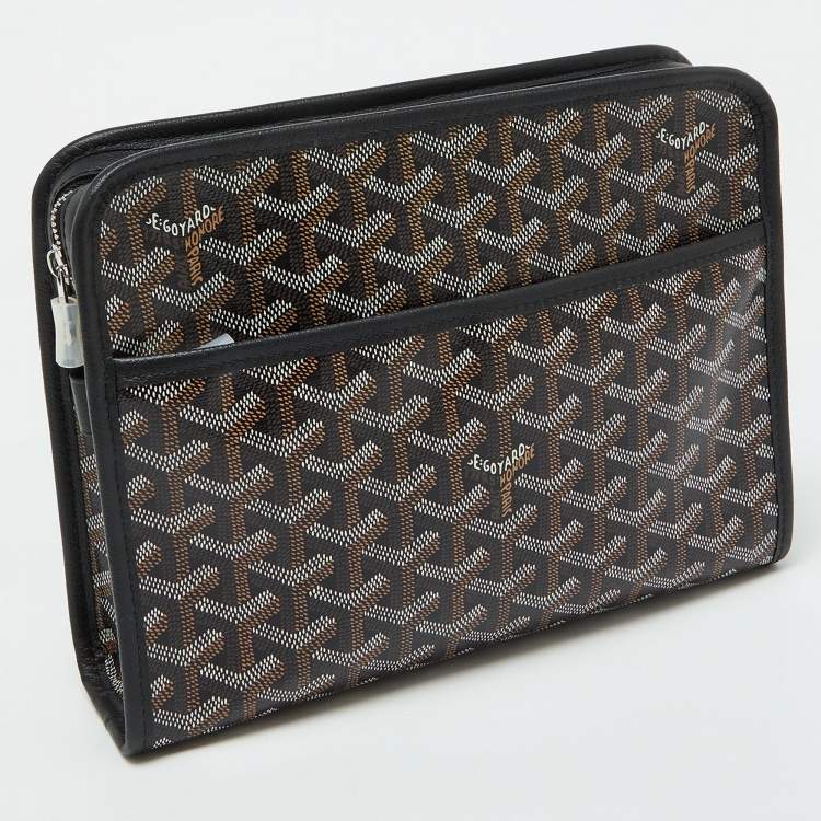 Pre Owned Goyard Black Goyardine Coated Canvas Jouvence MM Toiletry Pouch
