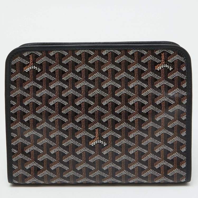 Pre Owned Goyard Black Goyardine Coated Canvas Jouvence MM Toiletry Pouch