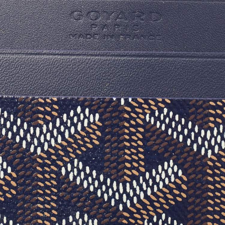 Pre Owned Goyard Navy Blue Goyardine Coated Canvas and Leather Saint Sulpice Card Holder
