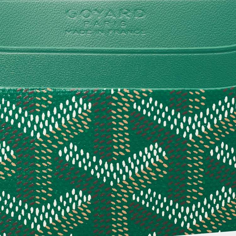 Pre Owned Goyard Green Goyardine Coated Canvas and Leather Saint Sulpice Card Holder