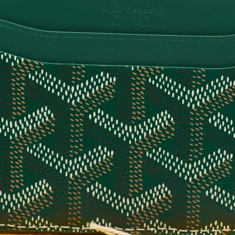 Pre Owned Goyard Green Goyardine Coated Canvas and Leather Saint Sulpice Card Holder