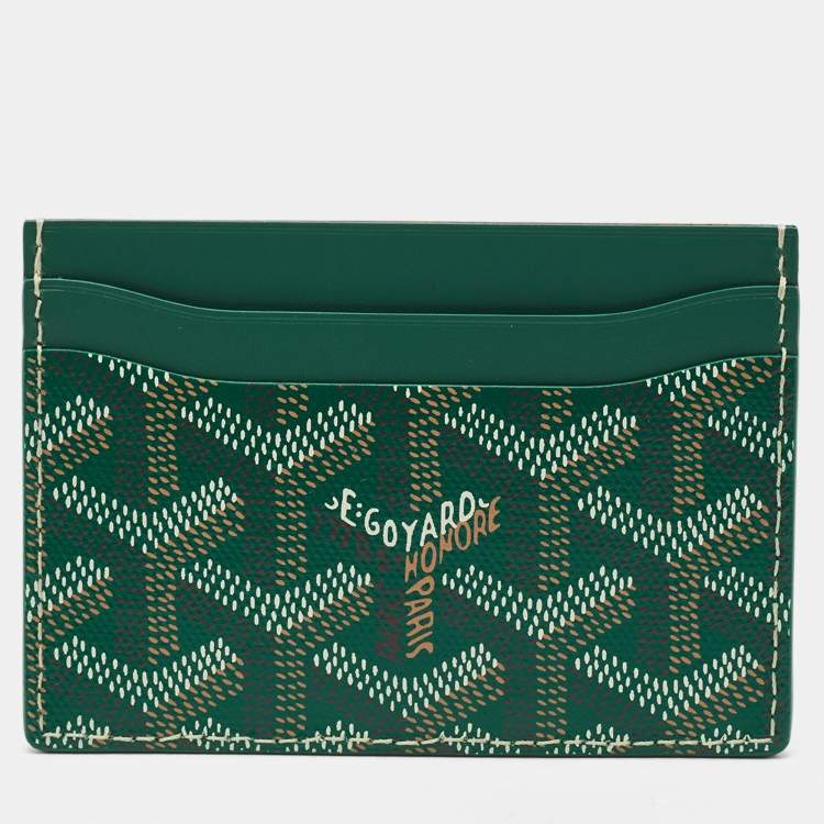 Pre Owned Goyard Green Goyardine Coated Canvas and Leather Saint Sulpice Card Holder